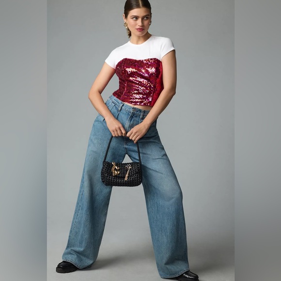 Anthropologie Hutch Bare Sequin Bow Top - Picture 5 of 14